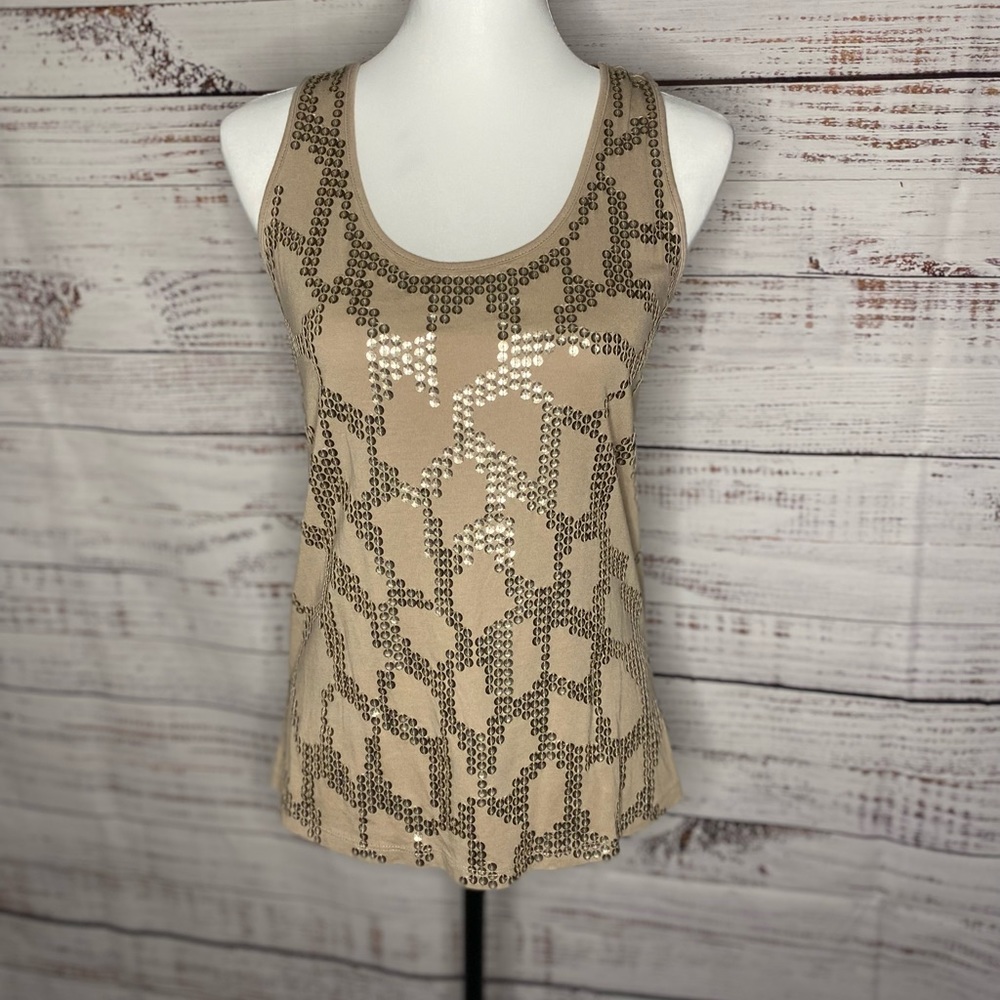 Dana Buchman Taupe/Gold Sequin Tank (XS)